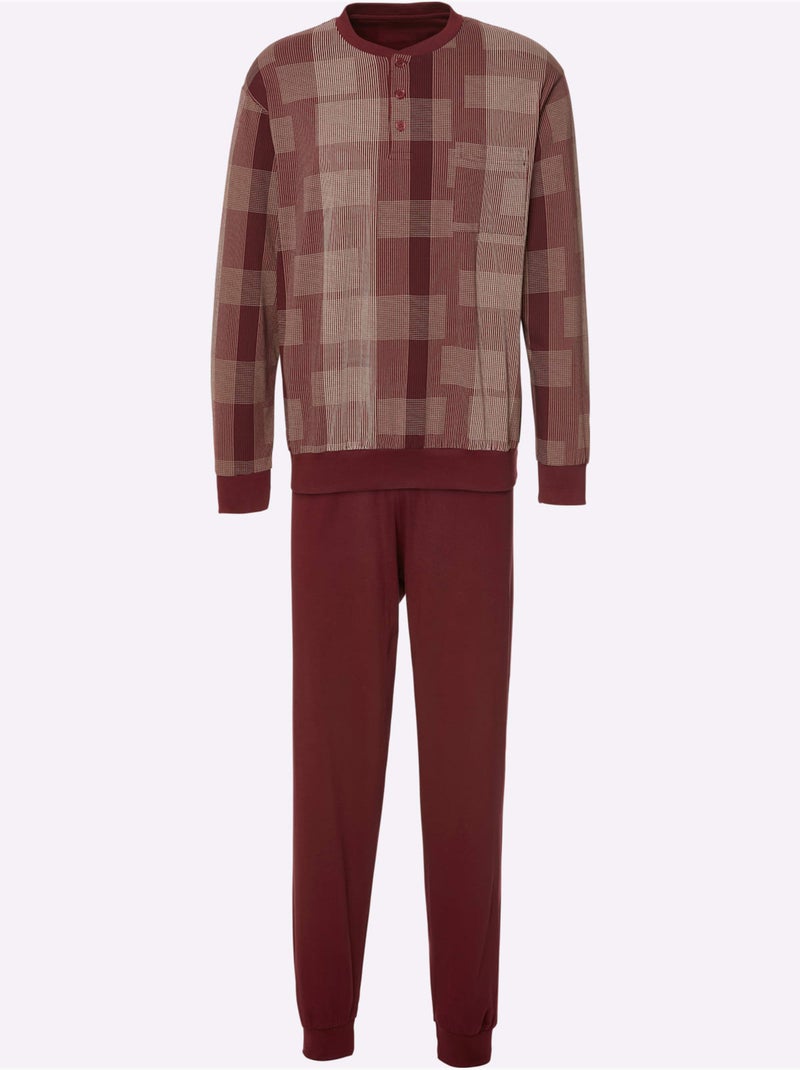 Pyjama Jersey Fin - Taille Standard - Witt Noir Bordeaux - Kiabi