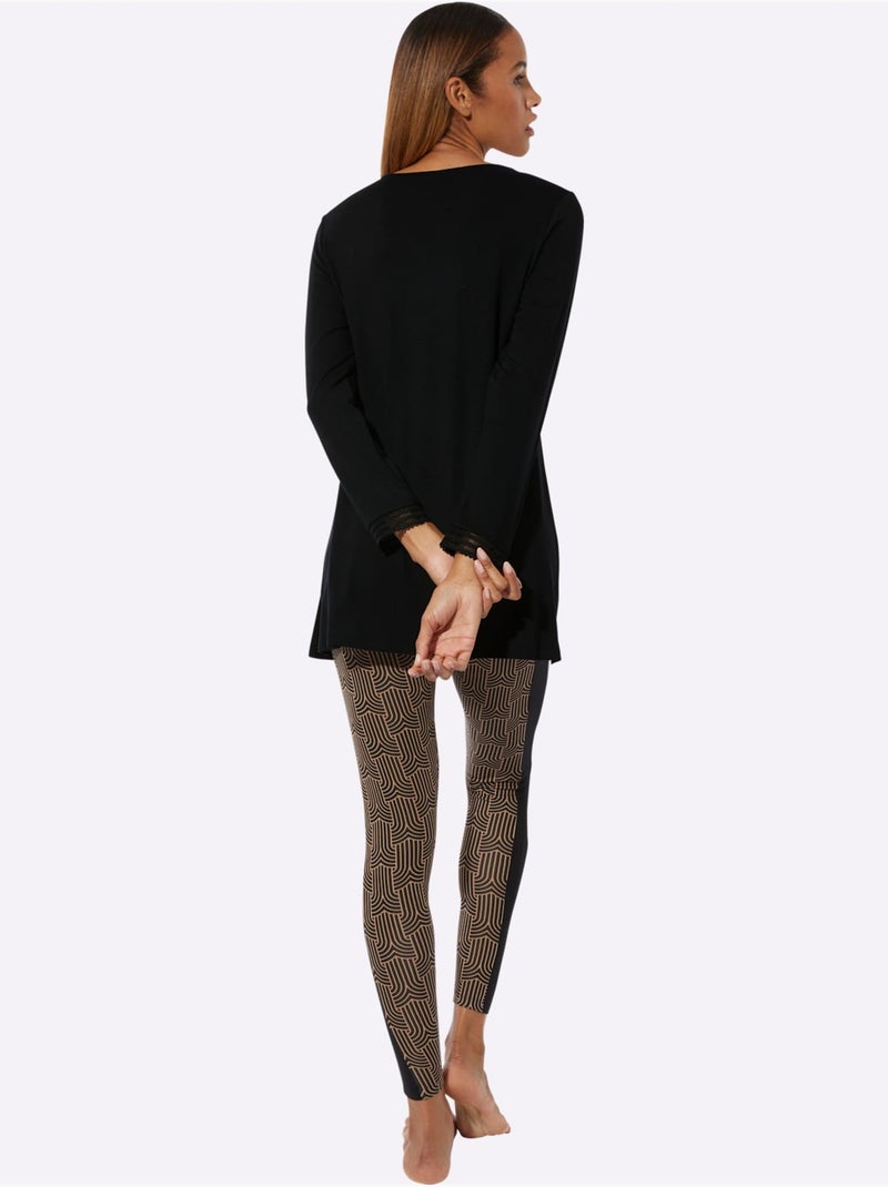 Pyjama Jersey Fin - Taille Standard - Witt Noir Jaune - Kiabi