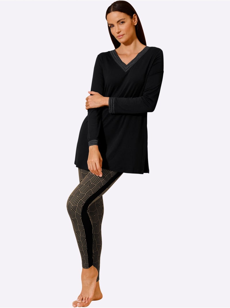 Pyjama Jersey Fin - Taille Standard - Witt Noir Jaune - Kiabi