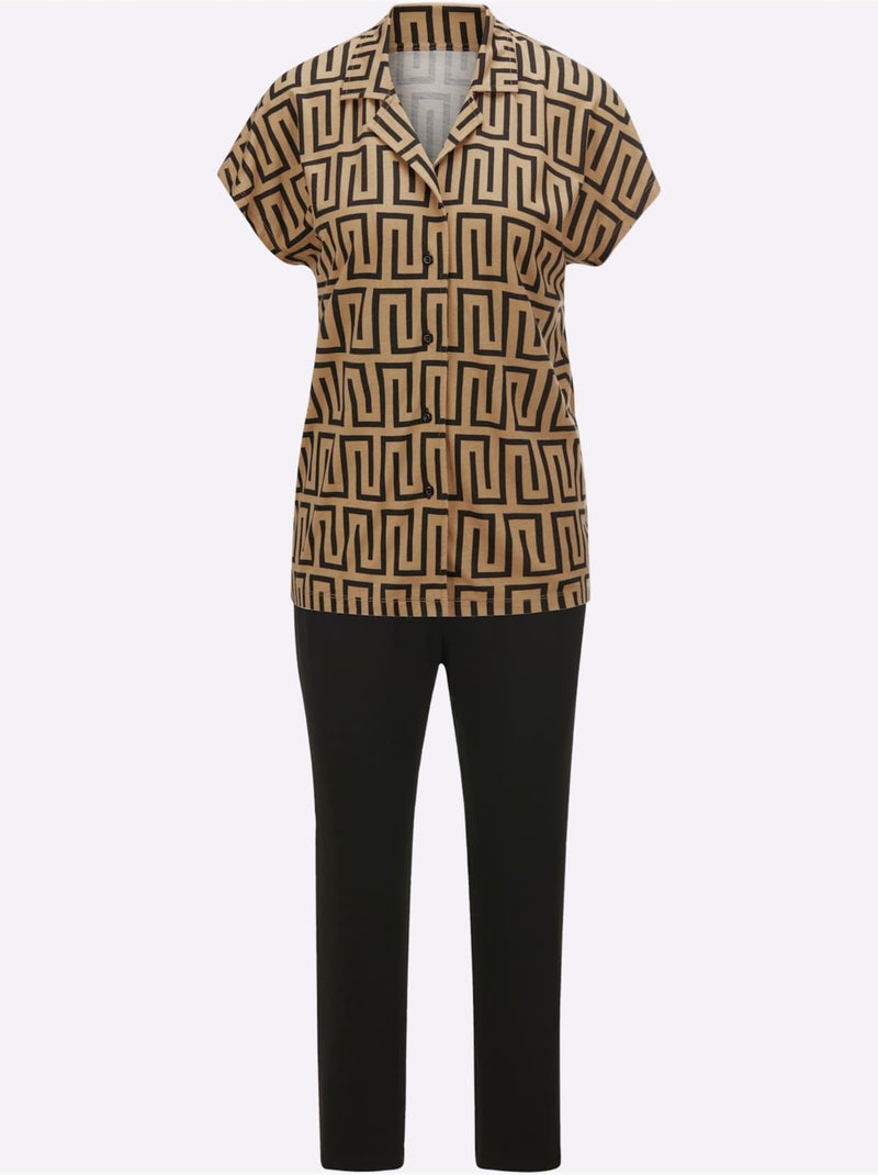 Pyjama Jersey Fin - Taille Standard - Witt Noir Marron - Kiabi