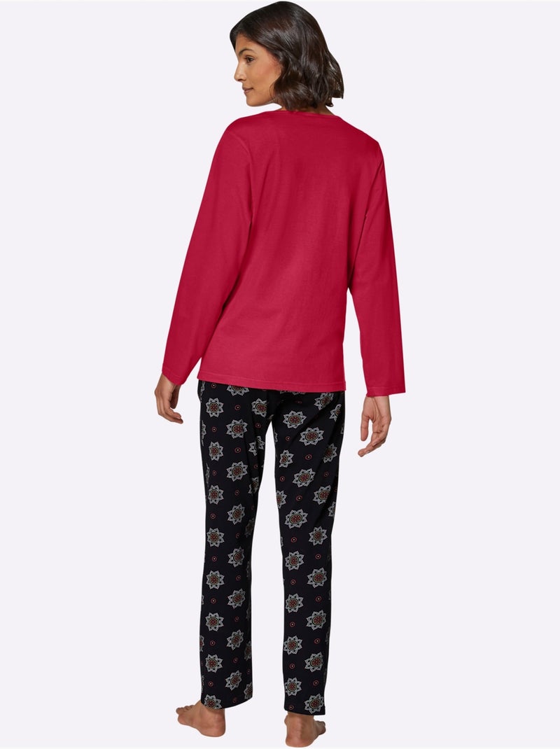 Pyjama jersey fin - taille standard - witt Noir Rouge - Kiabi
