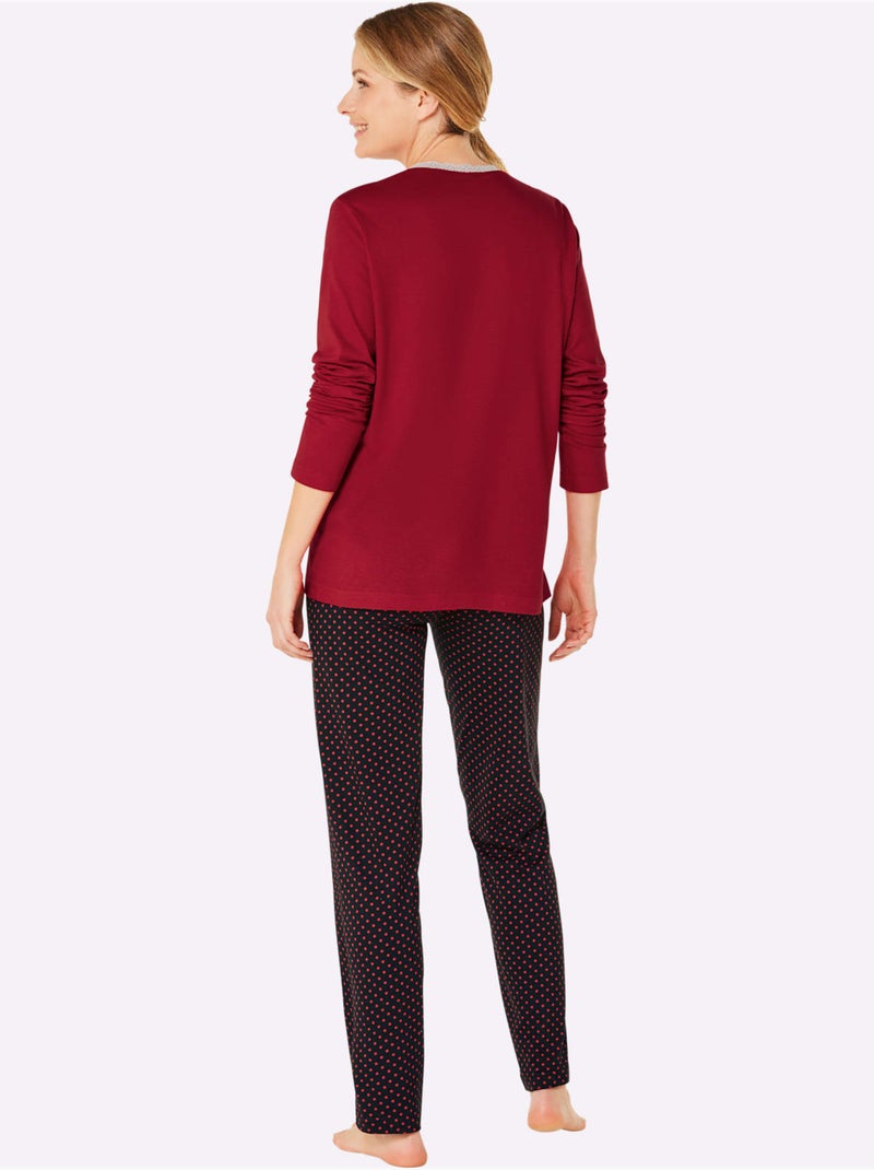 Pyjama Jersey Fin - Taille Standard - Witt Noir Rouge - Kiabi