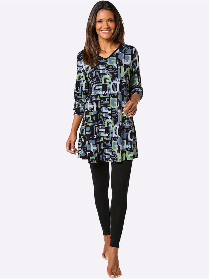 Pyjama Jersey Fin - Taille Standard - Witt Noir Vert - Kiabi