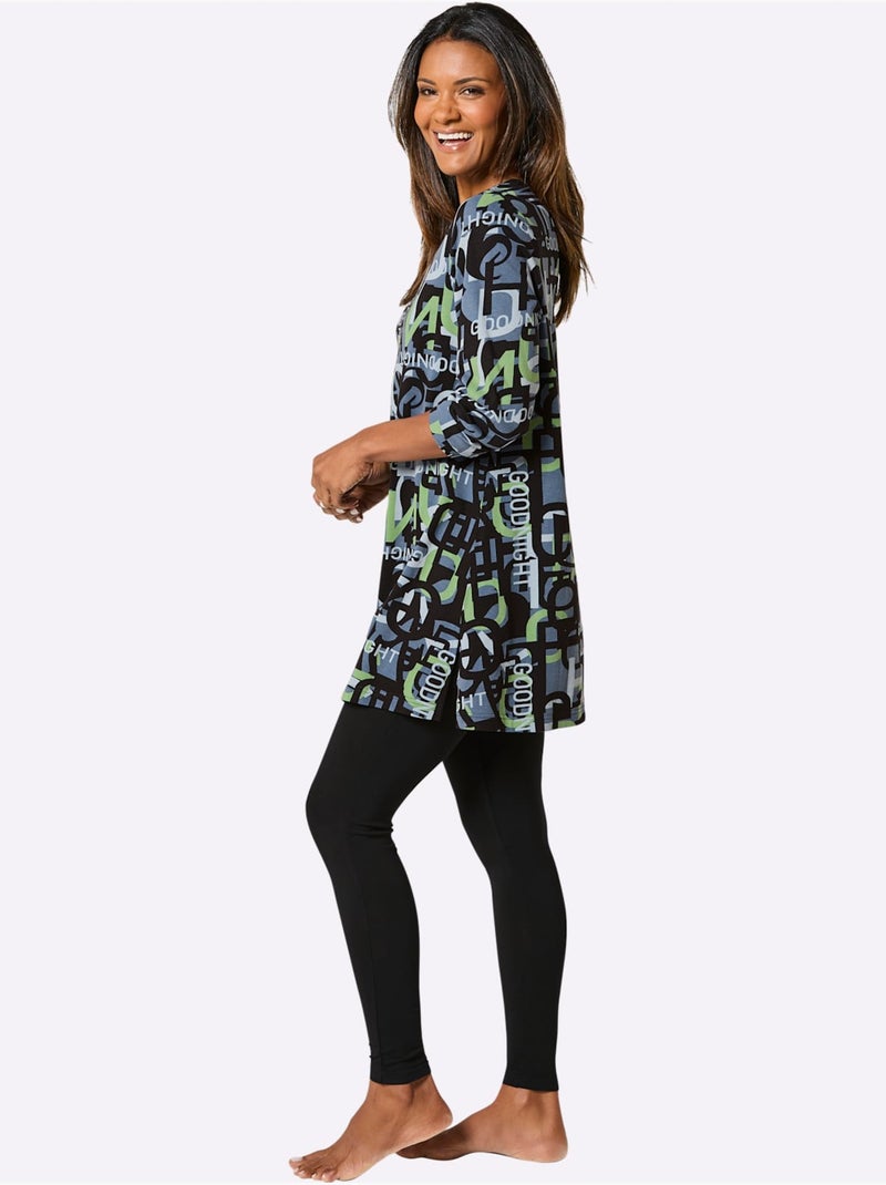 Pyjama Jersey Fin - Taille Standard - Witt Noir Vert - Kiabi