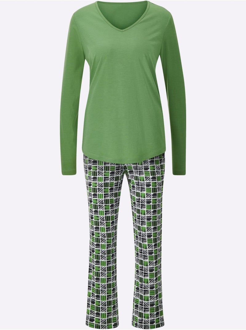 Pyjama jersey fin - taille standard - witt Noir Vert Noir - Kiabi
