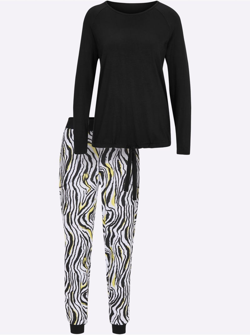 Pyjama Jersey Fin - Taille Standard - Witt Noir Vert - Kiabi