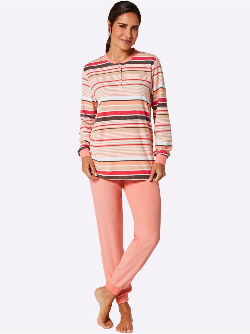 Pyjama jersey fin et éponge - taille standard - witt Abricot - Kiabi