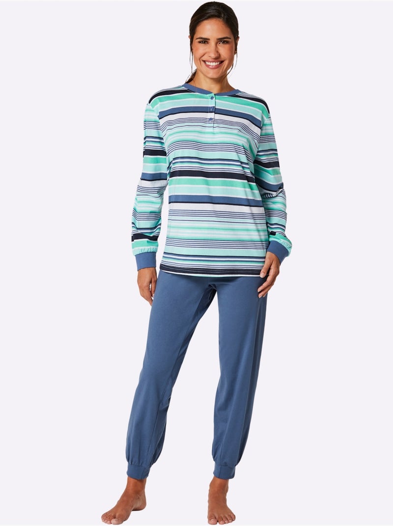 Pyjama jersey fin et éponge - taille standard - witt Bleu Vert - Kiabi