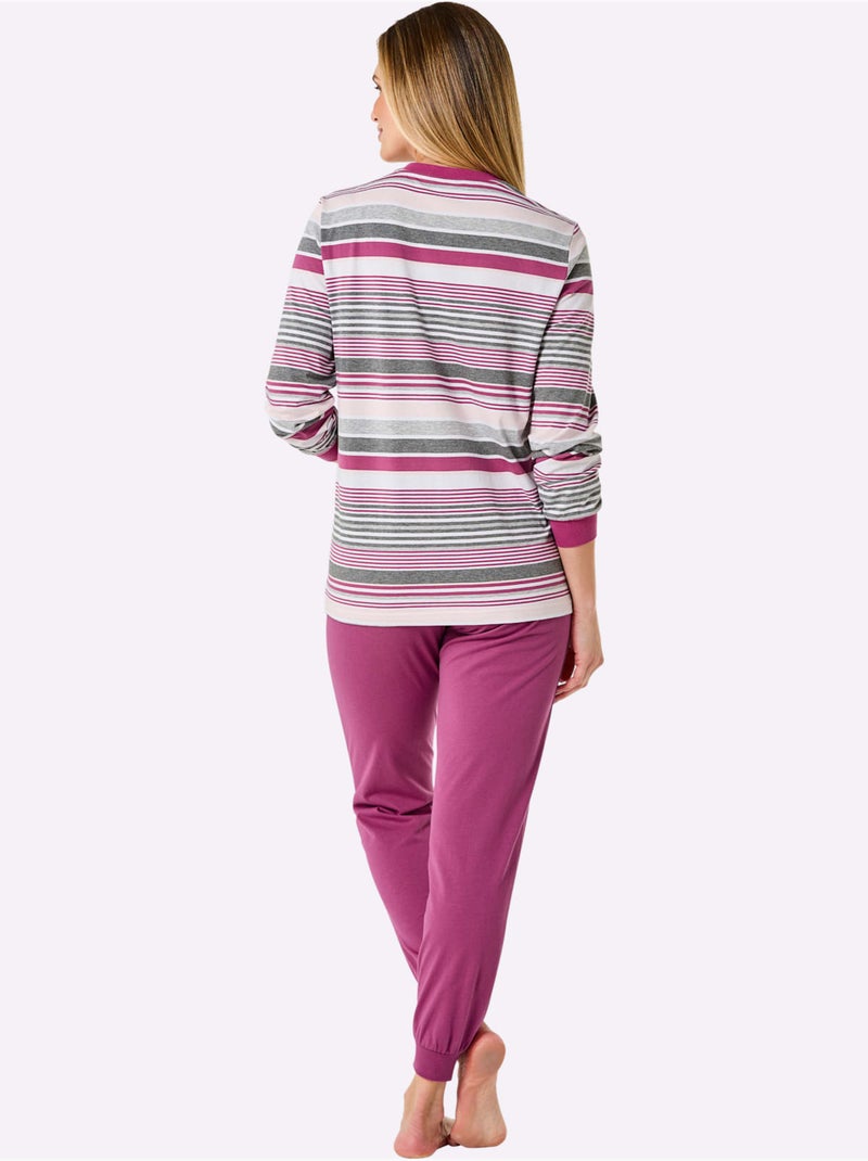 Pyjama jersey fin et éponge - taille standard - witt Bruyère/Menthe - Kiabi