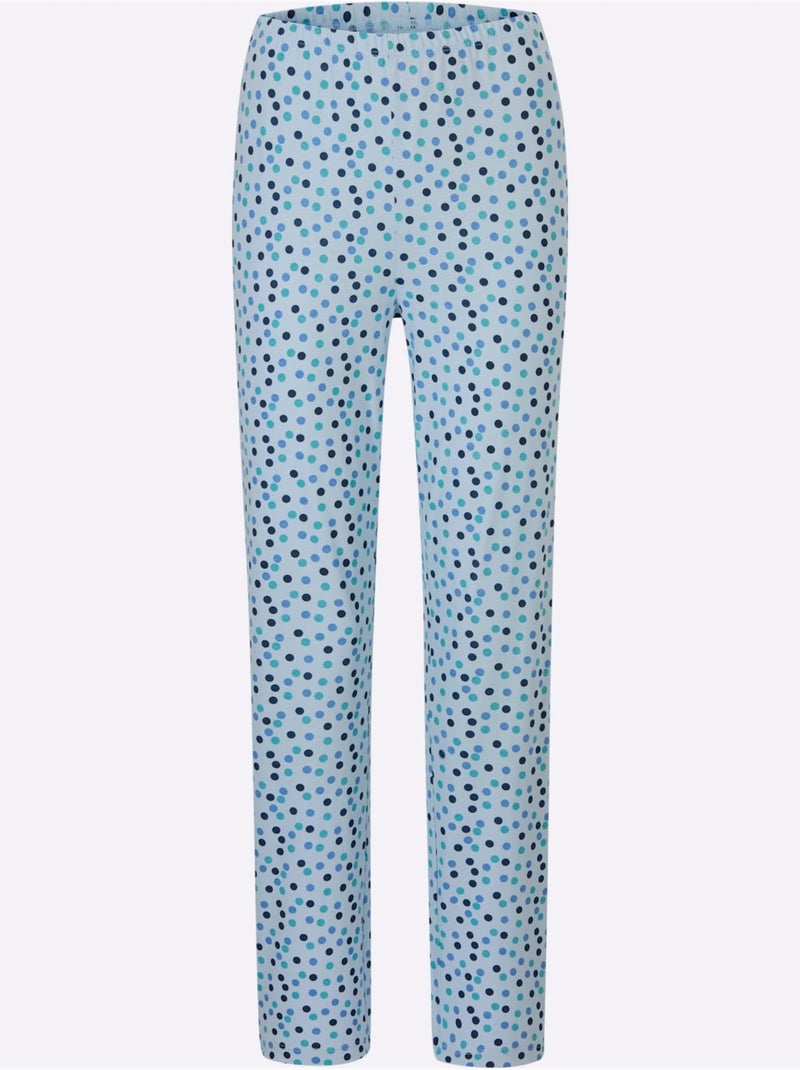 Pyjama jersey fin et flanelle - taille standard - witt Bleu clair - Kiabi