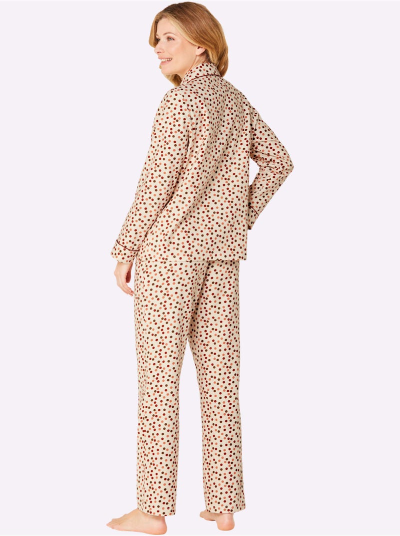 Pyjama jersey fin et flanelle - taille standard - witt Ivoire - Kiabi