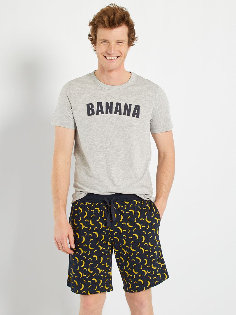 Pyjama jersey gris/marine - Kiabi