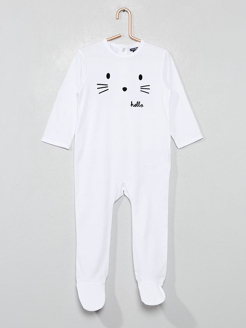 Pyjama jersey imprimé blanc/hello - Kiabi