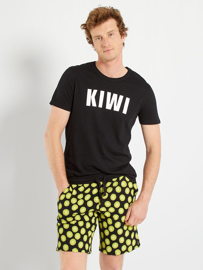 Pyjama jersey noir/vert - Kiabi