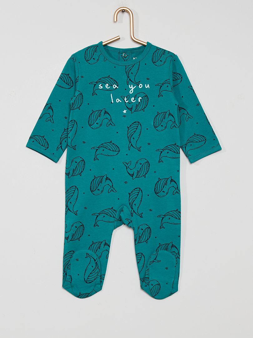 Pyjama jersey vert - Kiabi