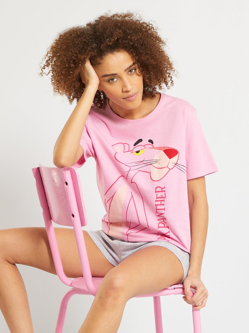 Pyjama 'La Panthère Rose' Rose/gris chiné - Kiabi