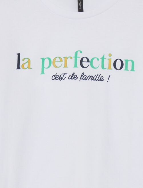 Pyjama 'La perfection c'est de famille' - 2 pièces - Kiabi