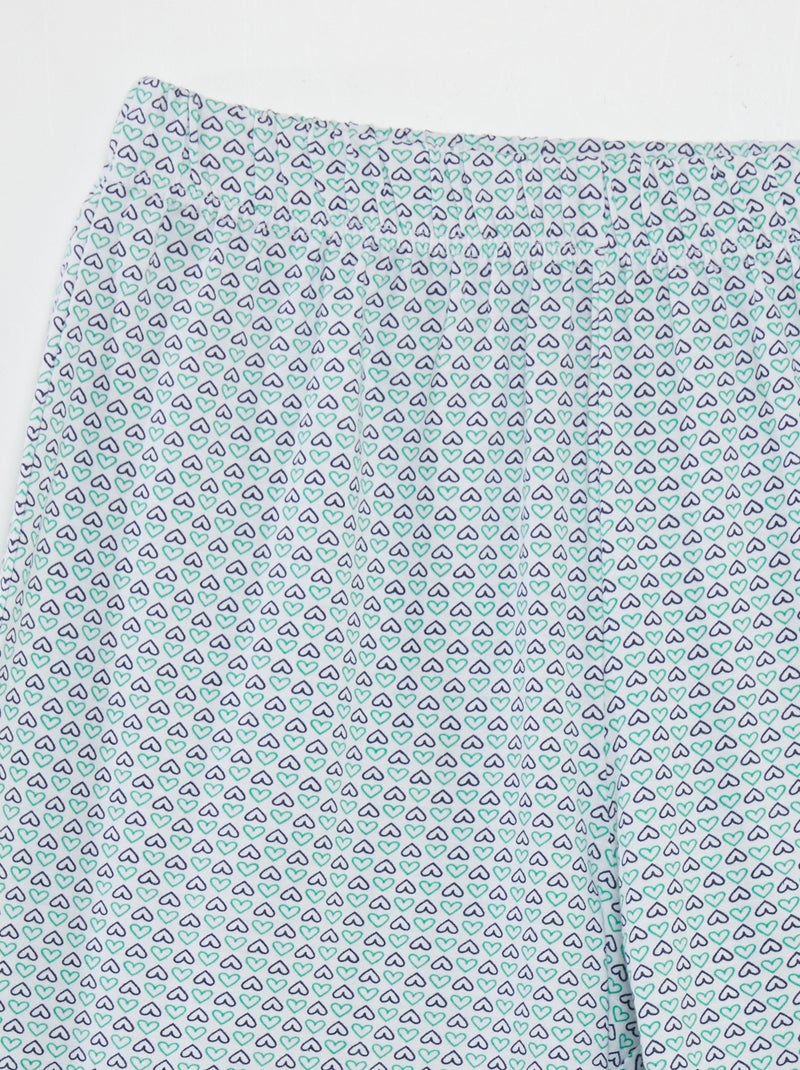 Pyjama short en coton léger - 2 pièces - Blanc - - 18.00