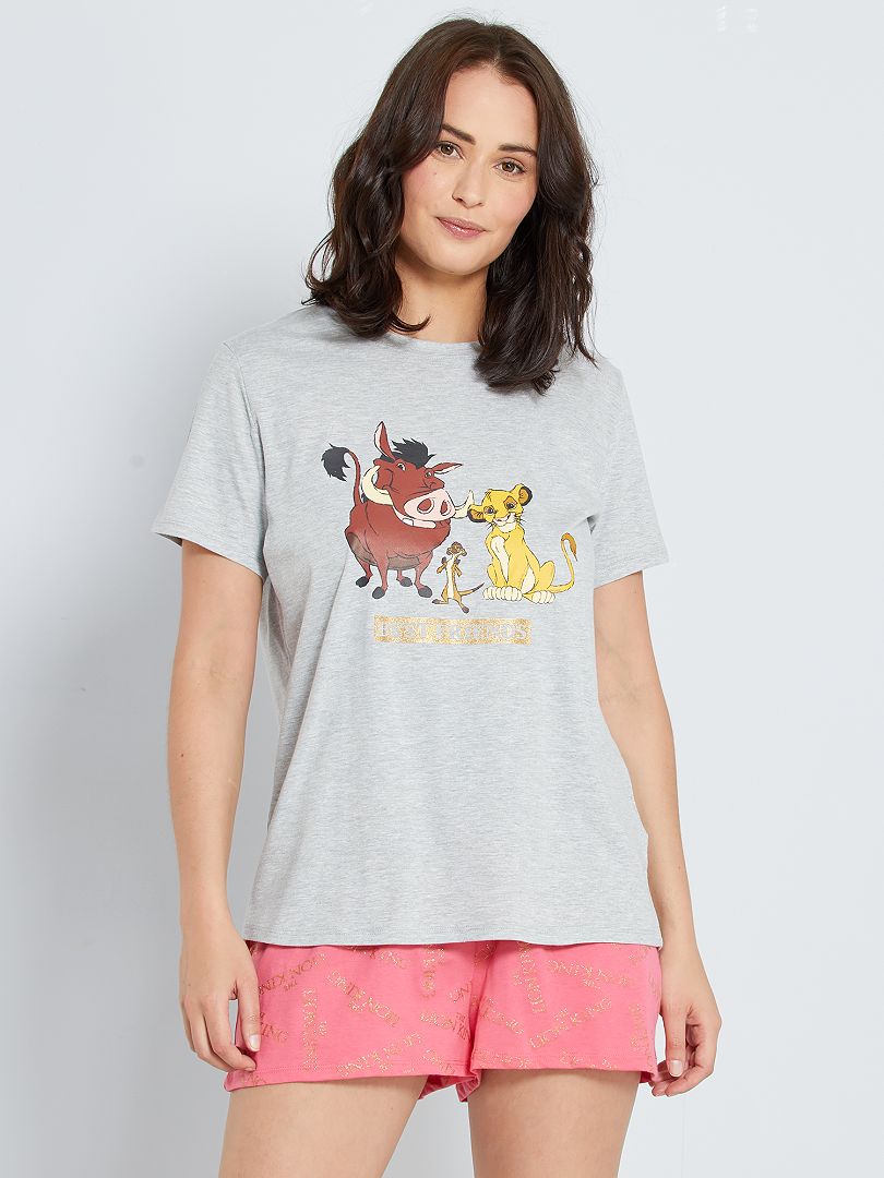 Pyjama Le Roi Lion 'Disney' gris/rose - Kiabi