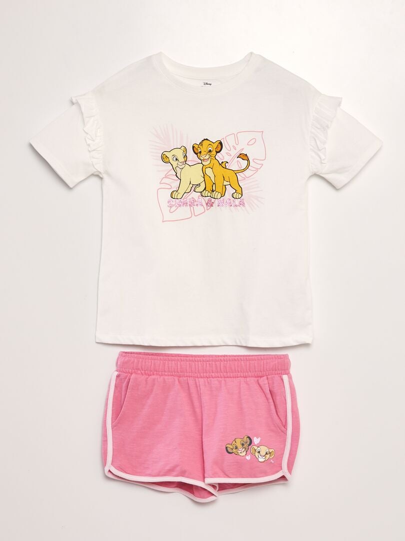 Pyjama 'Le Roi Lion' en jersey - 2 pièces Blanc/rose - Kiabi