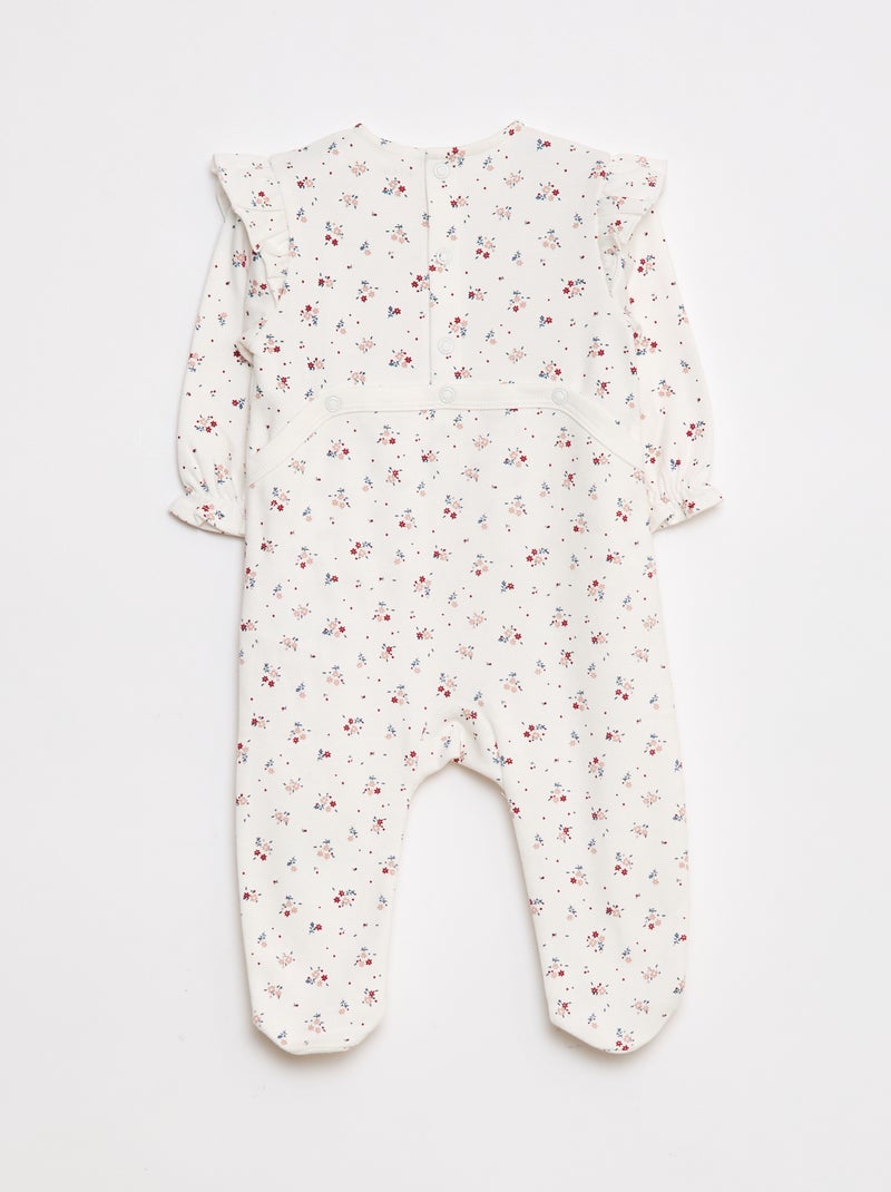 Pyjama léger avec volants et motif floral Blanc - Kiabi