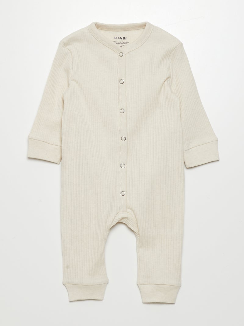 Pyjama léger en rib Beige - Kiabi