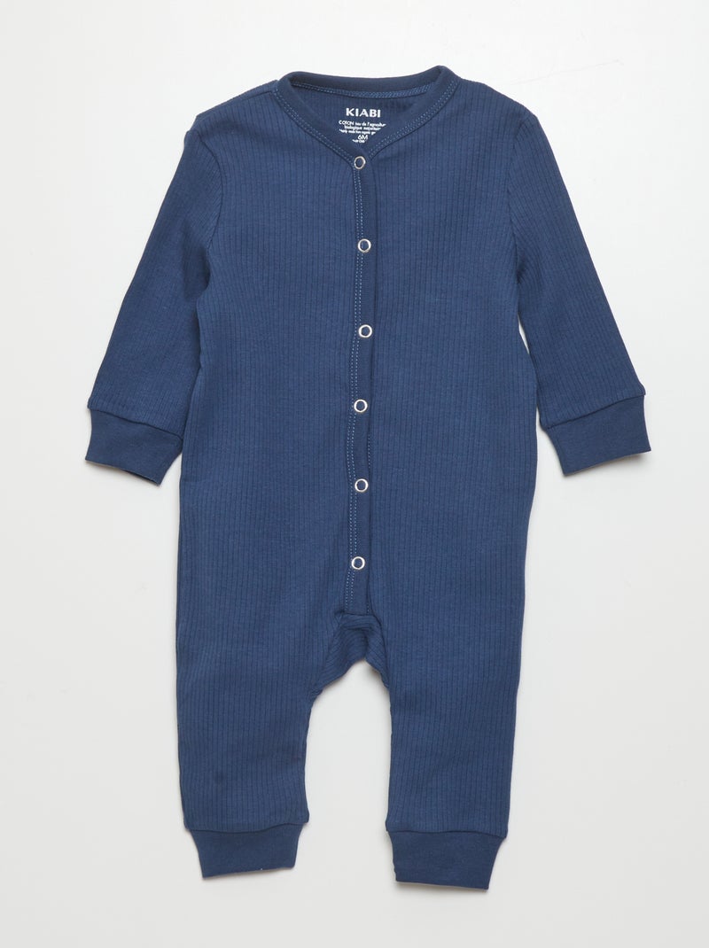Pyjama léger en rib Bleu - Kiabi