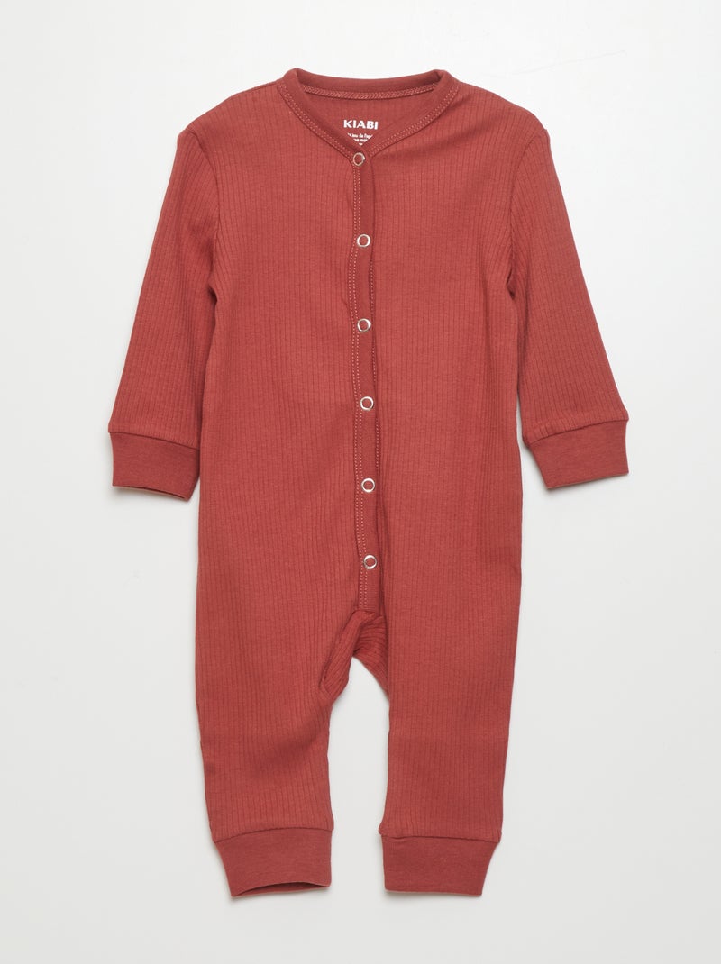 Pyjama léger en rib Rouge - Kiabi