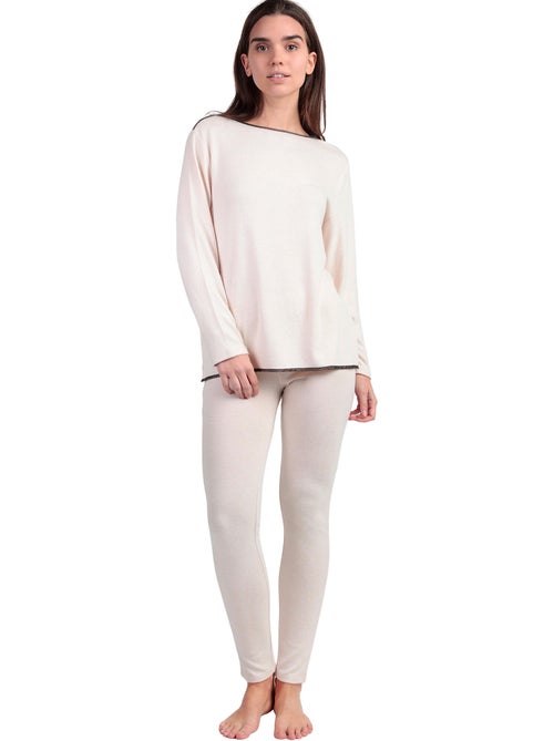 Pyjama legging top manches longues col rond Elegant At Home - Kiabi