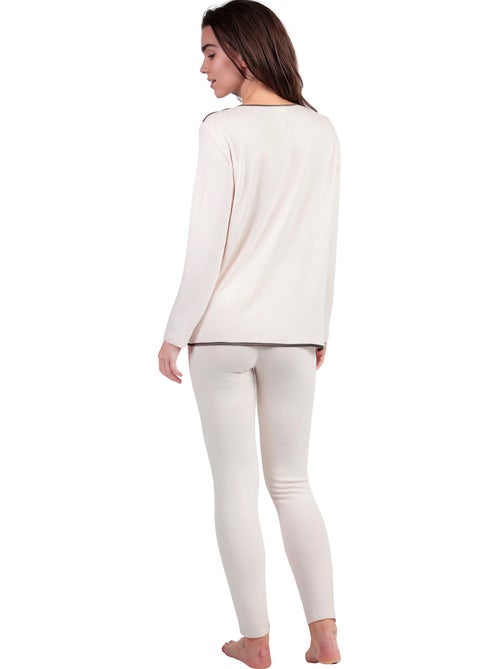 Pyjama legging top manches longues col rond Elegant At Home - Kiabi