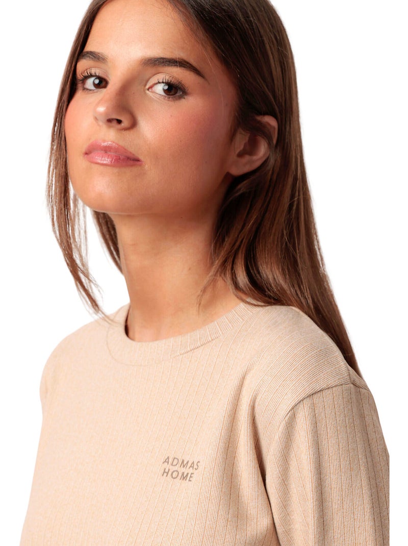 Pyjama legging top manches longues Supersoft Marron - Kiabi