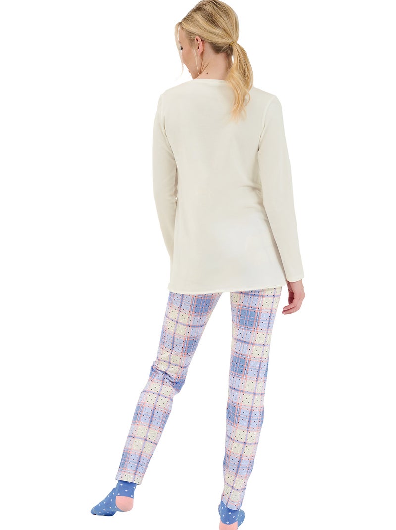 Pyjama leggings tunique manches longues Holiday Ecru - Kiabi