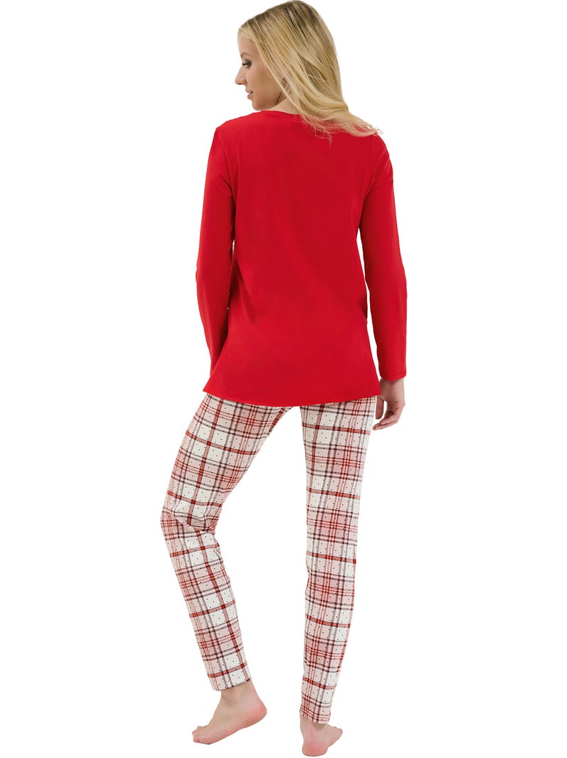 Pyjama leggings tunique manches longues Holiday Rouge - Kiabi