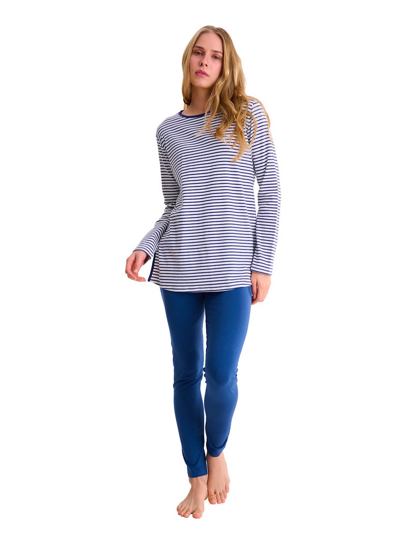 Pyjama leggings tunique manches longues INFINITY Bleu - Kiabi