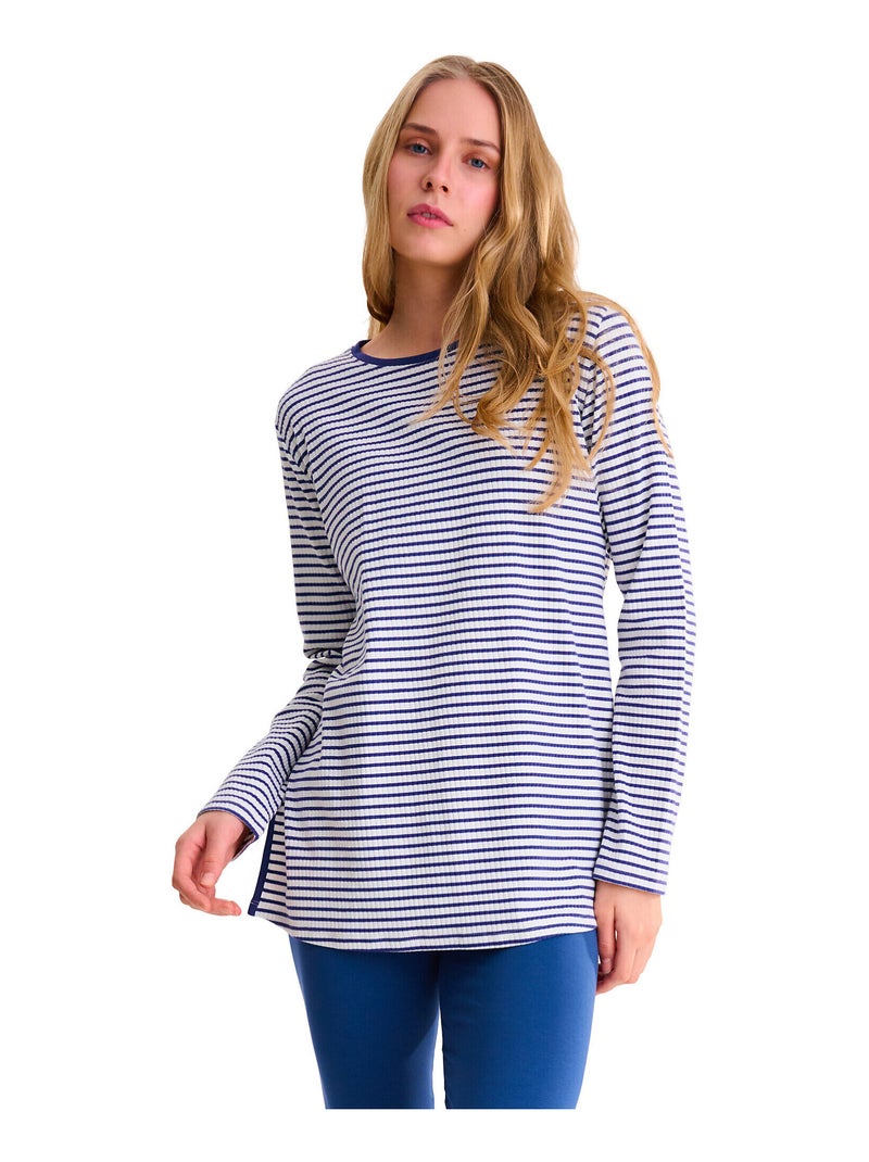 Pyjama leggings tunique manches longues INFINITY Bleu - Kiabi
