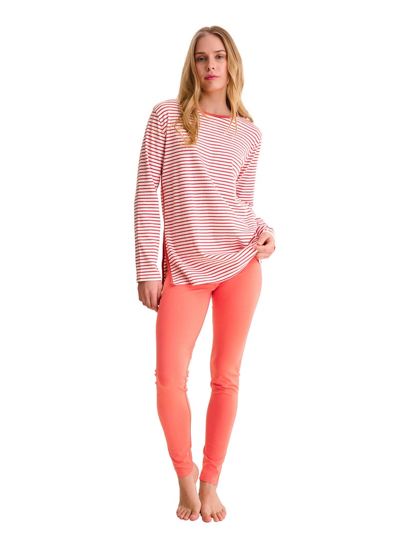 Pyjama leggings tunique manches longues INFINITY Orange corail - Kiabi