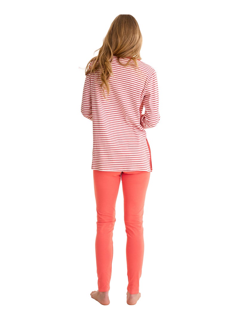 Pyjama leggings tunique manches longues INFINITY Orange corail - Kiabi