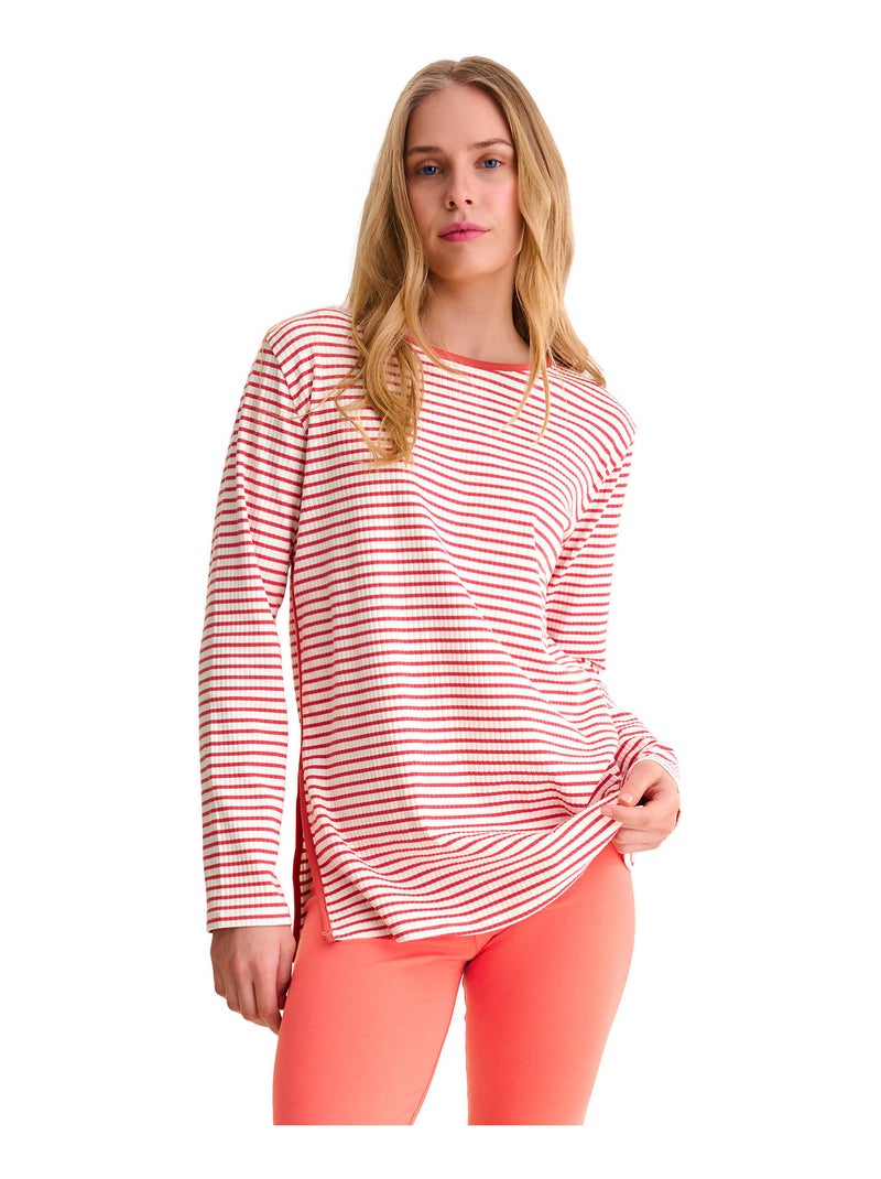 Pyjama leggings tunique manches longues INFINITY Orange corail - Kiabi