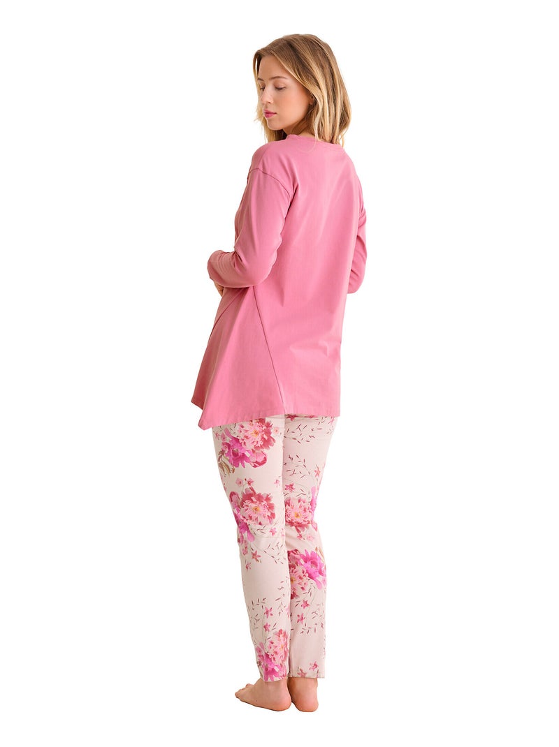 Pyjama leggings tunique manches longues ROBIN Rose - Kiabi