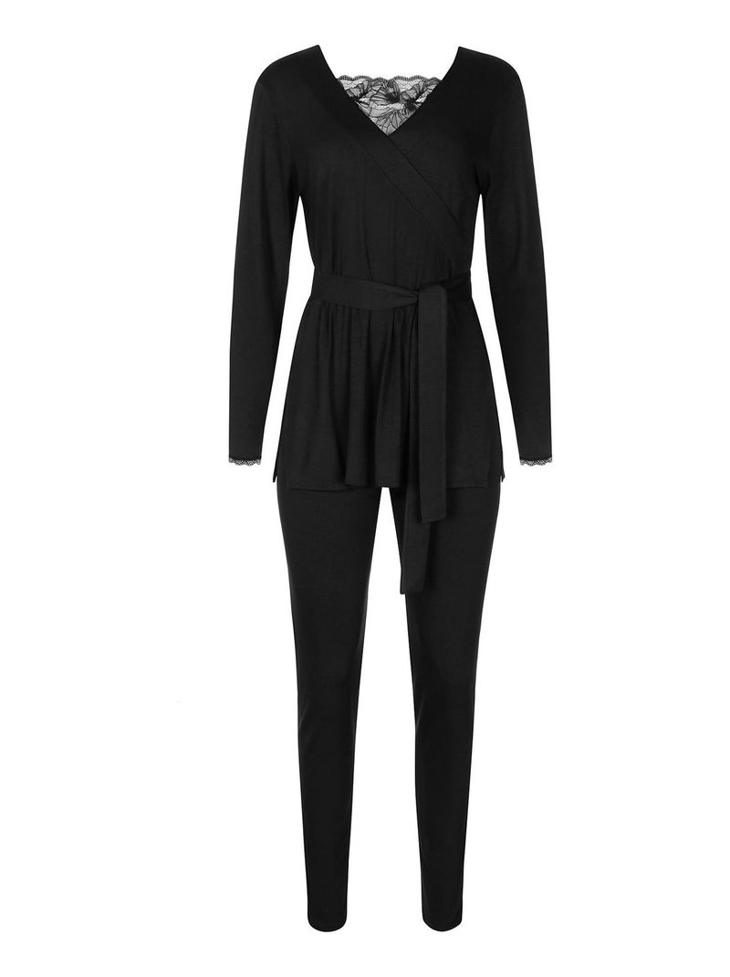 Pyjama leggings tunique manches longues Sympathy Noir - Kiabi