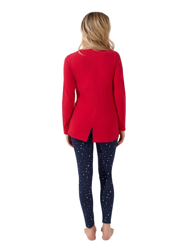 Pyjama leggings tunique manches longues Twinkle Star Rouge - Kiabi