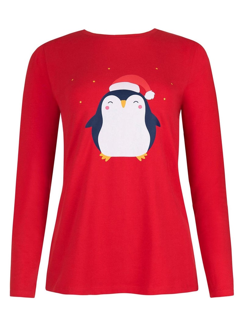 Pyjama leggings tunique manches longues Twinkle Star Rouge - Kiabi