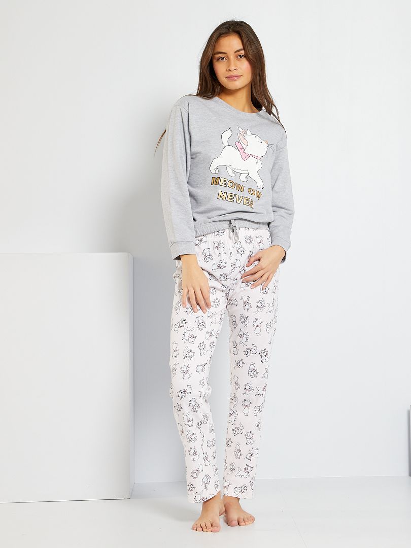 Pyjama 'Les Aristochats' - gris chiné/rose - Kiabi - 20.00€