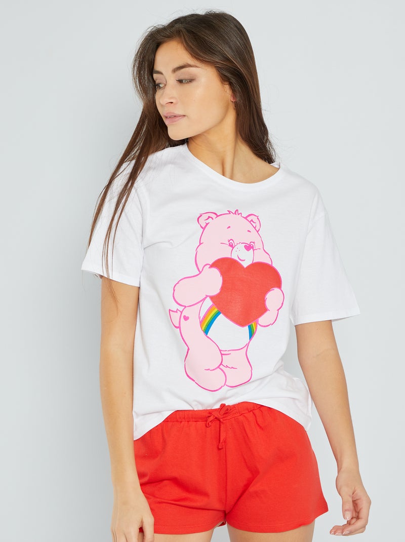 Pyjama 'Les Bisounours' blanc/rouge - Kiabi