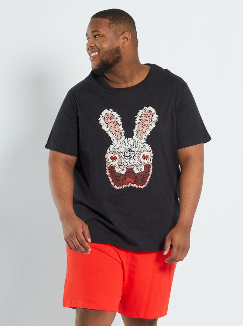 Pyjama ' Les Lapins Crétins' 2 pièces noir/rouge - Kiabi