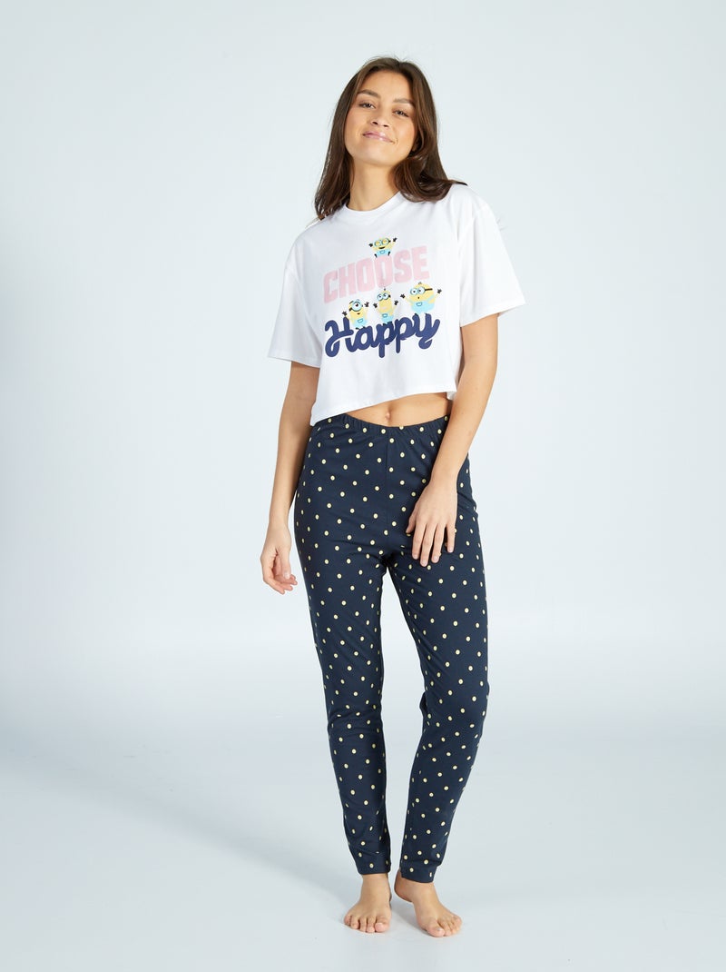 Pyjama 'Les Minions' - 2 pièces Blanc/bleu marine - Kiabi
