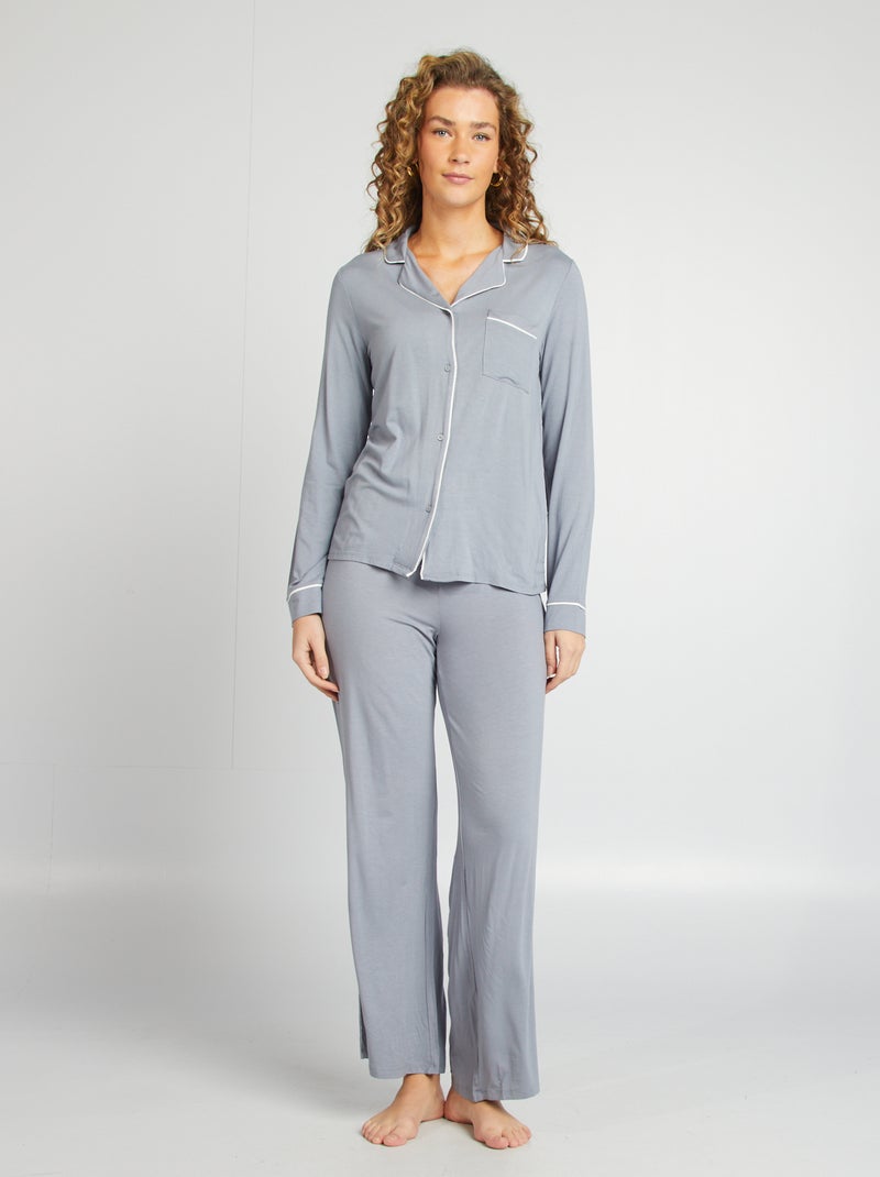 Pyjama long - 2 pièces Bleu gris - Kiabi