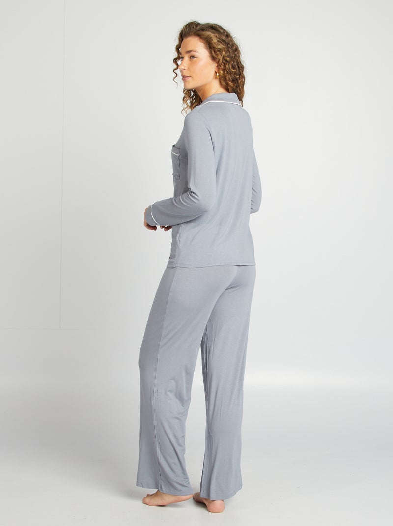 Pyjama long - 2 pièces Bleu gris - Kiabi