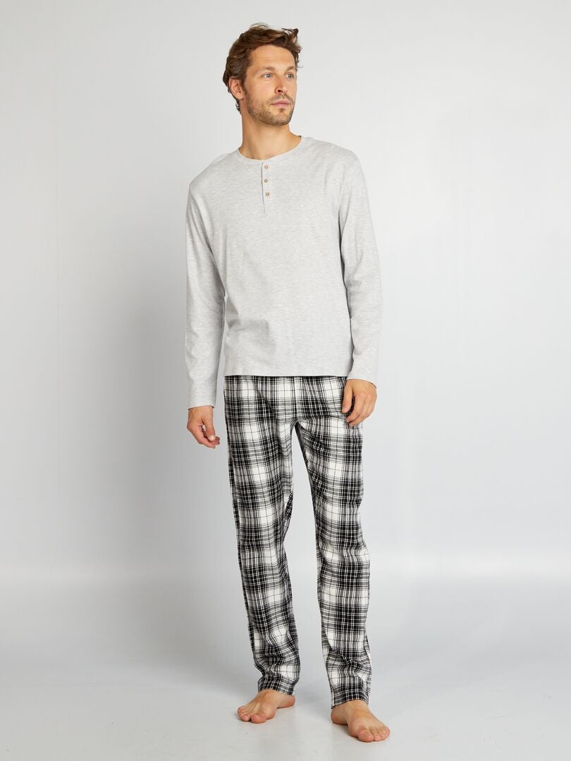 Pyjama long - 2 pièces Gris - Kiabi