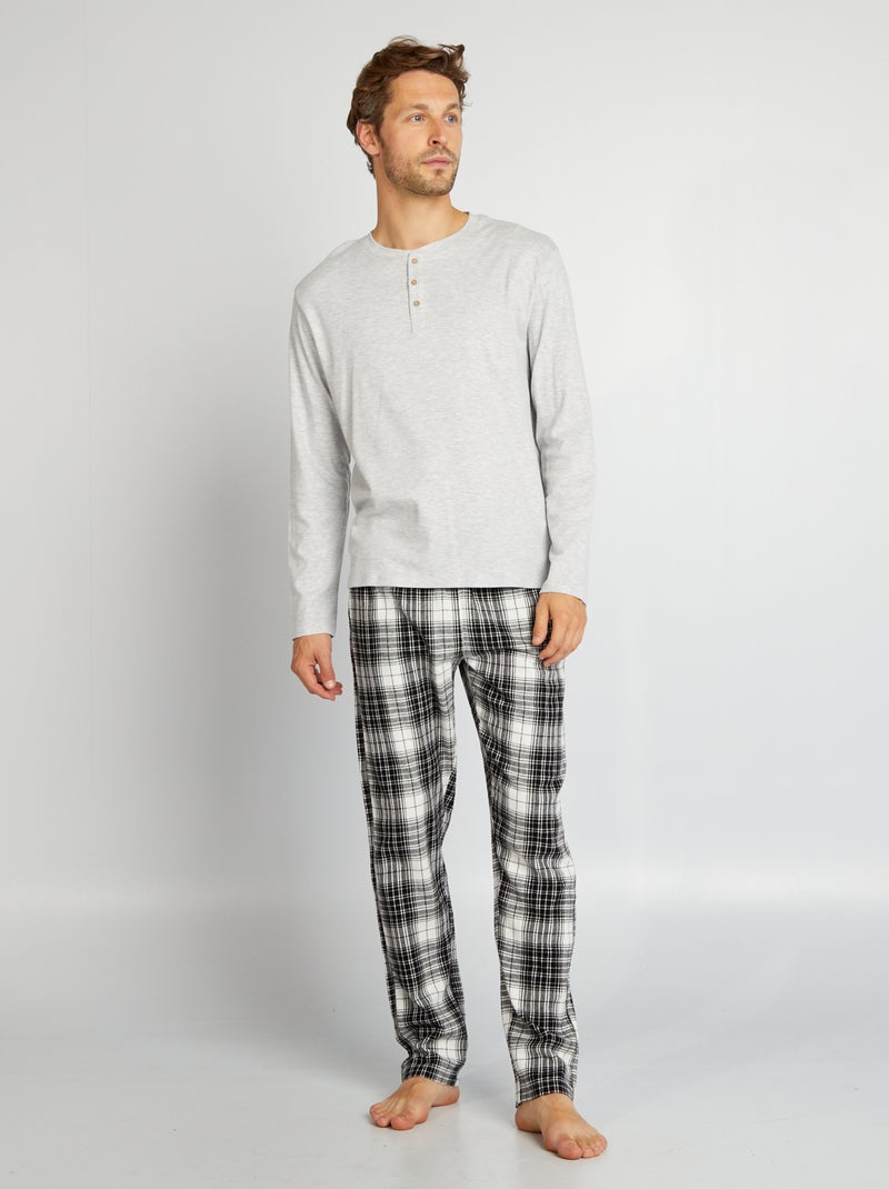 Pyjama long - 2 pièces Gris - Kiabi